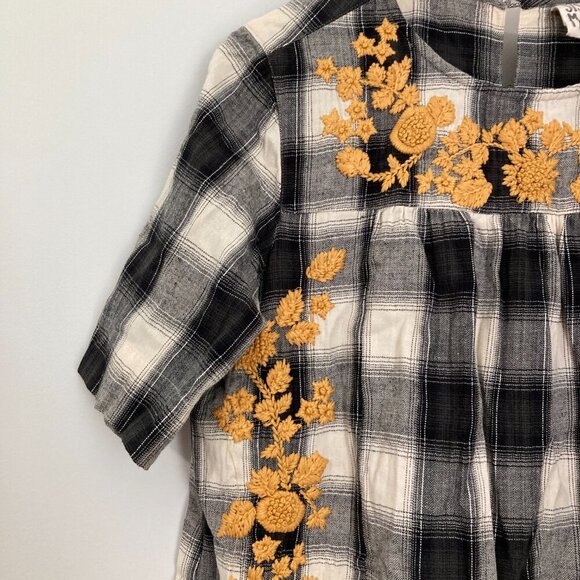 Sister Mary Women Size M Floral Blouse Embroidered Boho Western Loose Cotton - Picture 6 of 11